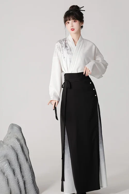 Kf S04f3fc6bd48c455eb03bd23bb14b39a6b Chinese Style Ink Painting Hanfu Dress Suit Cross Collar Blouse Black Pearl Horse Face Skirt Original Chinese Style Ink Painting Hanfu Dress Suit Cross Collar Blouse Black Pearl Horse Face Skirt Original and Improved Modern Hanfu