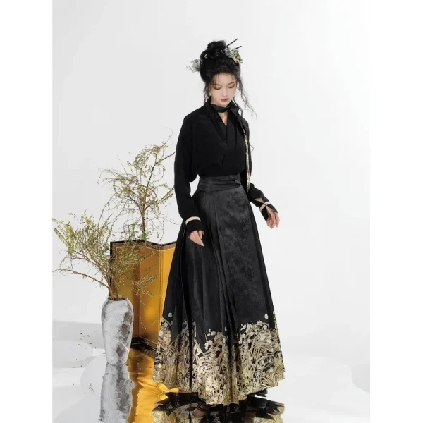 Kf S053f72b9cf694f2482b96cdd7e4f8ceah Women S Mamianqun Han Element Black Fashion Print Horse Face Skirt Sexy Elegant Party Dress Hanfu Women's Mamianqun Han Element Black Fashion Print Horse Face Skirt Sexy Elegant Party Dress Hanfu Daily Wear