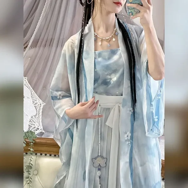 Kf S06447fb588a54da2bc6bdd1936d836d7a Chinese Hanfu Dress Women Cosplay Costume 2024 Summer Ancient Printed Blue Vintage 3pcs Sets Hanfu Song Chinese Hanfu Dress Women Cosplay Costume Summer Ancient Printed Blue Vintage 3pcs Sets Hanfu Song Dynasty Plus Size XL