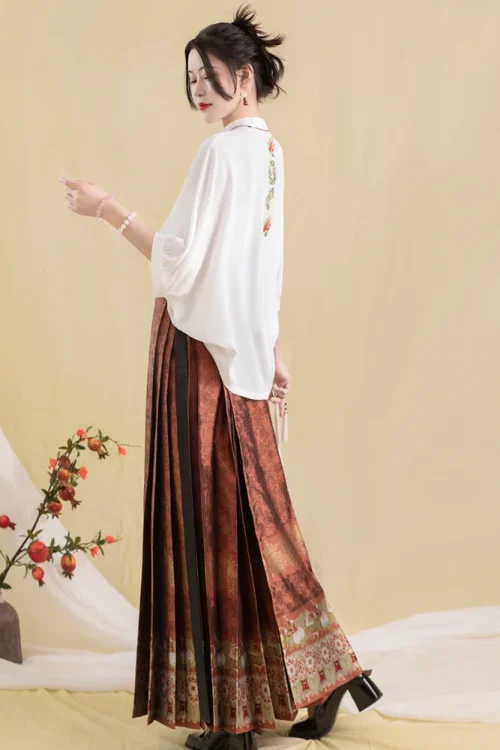 Kf S073cde26fdf540979c615f88a406436au Original Ming Woven Gold Horse Faced Skirt Short Sleeved Shirt Hanfu Women Traditional Chinese Clothing For Original Ming woven gold horse-faced skirt short-sleeved shirt Hanfu women traditional chinese clothing for women vestido hanfu