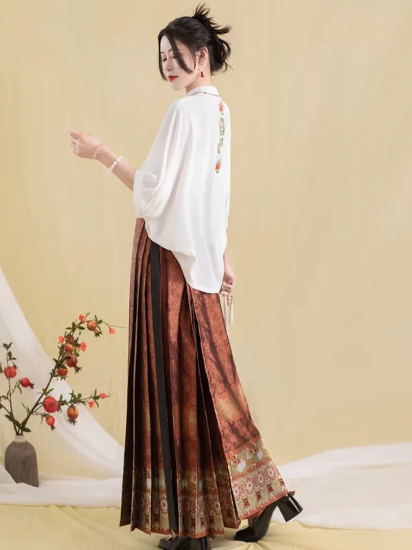 Kf S073cde26fdf540979c615f88a406436au Original Ming Woven Gold Horse Faced Skirt Short Sleeved Shirt Hanfu Women Traditional Chinese Clothing For Original Ming woven gold horse-faced skirt short-sleeved shirt Hanfu women traditional chinese clothing for women vestido hanfu