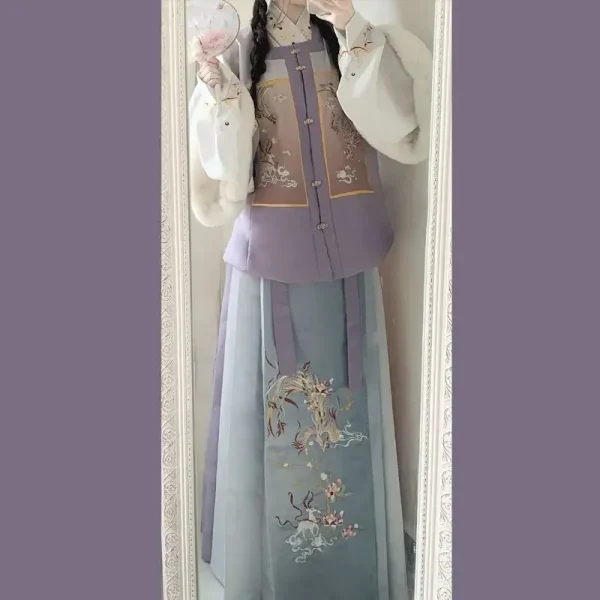 Kf S079ed93700dd4c04b9253f63b8e1a64eq Original Elegant Purple Square Collar Hanfu Dress Heavy Industry Embroidered Horse Face Skirt Chinese Ming Dynasty Original Elegant Purple Square Collar Hanfu Dress Heavy Industry Embroidered Horse Face Skirt Chinese Ming Dynasty Hanfu 3pcs