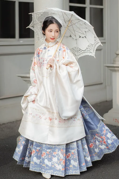 Kf S088dce7c107b4f80b621be1bc7792c08b Original Chinese Traditional Ming Dynasty Stand Up Collar Long Coat Woven Golden Horse Face Skirt Palace Original Chinese Traditional Ming Dynasty Stand-up Collar Long Coat Woven Golden Horse Face Skirt Palace Red Hanfu Suit Women