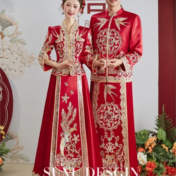 Kf S08afbfc5d8274b8b8759dc3b77fb6476x New Chinese Style Wedding Clothes Toast Clothing Dress Couple Suit New Chinese Style Wedding Clothes Toast Clothing Dress Couple Suit