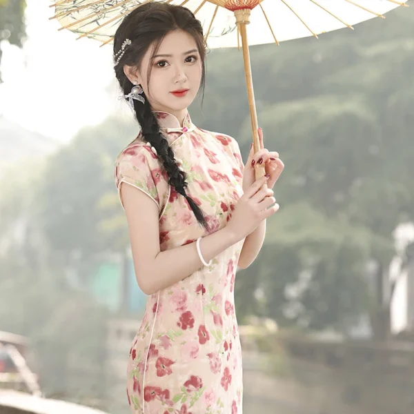 Kf S09a24add4f394818939bd6ea11202799g Women Sweet Cute Long Cheongsam Summer Satin Vintage Dresses Elegant Chinese Traditional Dress Evening Party Printed Women Sweet Cute Long Cheongsam Summer Satin Vintage Dresses Elegant Chinese Traditional Dress Evening Party Printed Qipao