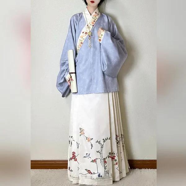 Kf S09f3e261db9845bcaa32f4be0bd442f3t Chinese Ming Dynasty Hanfu Exquisite Printed Top Women Retro Cross Collar Pipa Sleeve Casual Loose Hanfu Chinese Ming Dynasty Hanfu Exquisite Printed Top Women Retro Cross-Collar Pipa Sleeve Casual Loose Hanfu Short Shirt