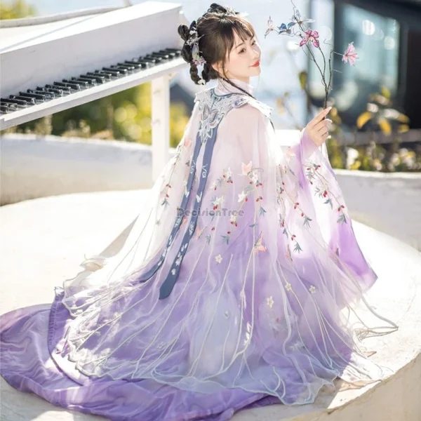 Kf S0b2f08691a8b4b9d9d9c8565e1f9cb7dx 2024 New Chinese Improved Ancient Ming Dynasty Hanfu Women Long Sleeve Top Pleated Skirt Embroidered Cape New chinese improved ancient ming dynasty hanfu women long sleeve top pleated skirt embroidered cape elegant hanfu set