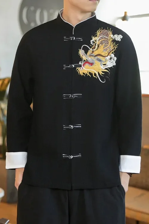 Kf S0b528e3b18a648aab1e1808d952ef730y Chinoiserie Tops Traditional Chinese Hanfu Fashion Tang Suit Dragon Embroidery Shirt Loose For Men Clothing Vintage Chinoiserie Tops Traditional Chinese Hanfu Fashion Tang Suit Dragon Embroidery Shirt Loose for Men Clothing Vintage Long Sleeve