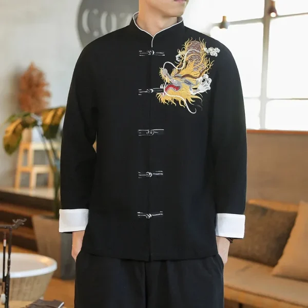 Kf S0b528e3b18a648aab1e1808d952ef730y Chinoiserie Tops Traditional Chinese Hanfu Fashion Tang Suit Dragon Embroidery Shirt Loose For Men Clothing Vintage Chinoiserie Tops Traditional Chinese Hanfu Fashion Tang Suit Dragon Embroidery Shirt Loose for Men Clothing Vintage Long Sleeve