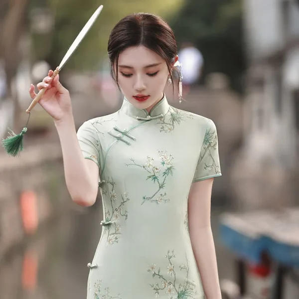 Kf S0e630d71e4724dc18086a3efd9d4ffe3i Elegant Women Summer New Qipao Chinese Traditional Mandarin Collar Cheongsam Classic Vintage Button Slim Long Dress Elegant Women Summer New Qipao Chinese Traditional Mandarin Collar Cheongsam Classic Vintage Button Slim Long Dress Big Size