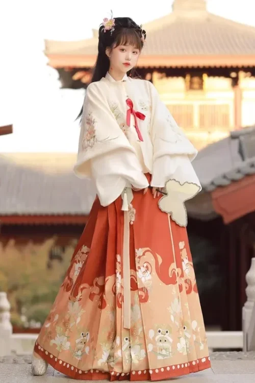 Kf S0e68a524296e45ed971c41d389222204x 3 Colors Winter Heavy Industry Ming Dynasty Dragon Flower Embroidery Thickened Jacket Top Skirt Hanfu Set 3 Colors Winter Heavy Industry Ming Dynasty Dragon Flower Embroidery Thickened Jacket Top Skirt Hanfu Set Women New Year's Dress