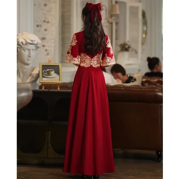 Kf S0ed068bda57a49a7ab8c6804829c3facp Traditional Red Bridal Dress Chinese Wedding Cheongsam Vintage Elegant Toast Clothing Modern Evening Party Gown Qipao Traditional Red Bridal Dress Chinese Wedding Cheongsam Vintage Elegant Toast Clothing Modern Evening Party Gown Qipao Vestido