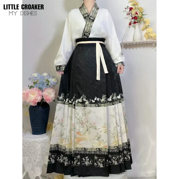 Kf S0f26422c341c47c28f6a0e12a7d0c2b9h China Hanfu Suit Ming Dynasty Horse Face Skirt Daily Chinese Style Pleated Mamian Skirt Modern Chinese China Hanfu Suit Ming Dynasty Horse-Face Skirt Daily Chinese Style Pleated Mamian Skirt Modern Chinese Style Clothes Set