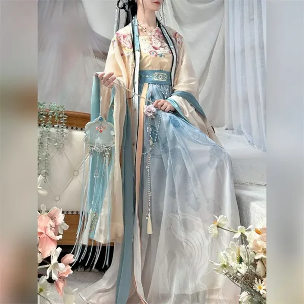 Kf S111b6ab965294e3688f253999fcead1a6 Chinese Song Dynasty Ke Zi Skirt Heavy Industry Embroidery Integrated Waist Length Large Sleeve Hanfu Stage Chinese Song Dynasty/Ke Zi Skirt Heavy Industry Embroidery Integrated Waist Length Large Sleeve Hanfu Stage Performance Dress