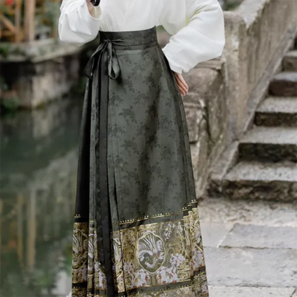 Kf S1131638a78e647d985ea976dc1043324s Women Hanfu Skirt Chinese Style Costume Mamianqun Ming Dynasty Weaving Greenhorse Face Skirt Two Piece Daily Women Hanfu Skirt Chinese Style Costume Mamianqun Ming Dynasty Weaving GreenHorse Face Skirt Two-piece Daily Wear Dress Suit New