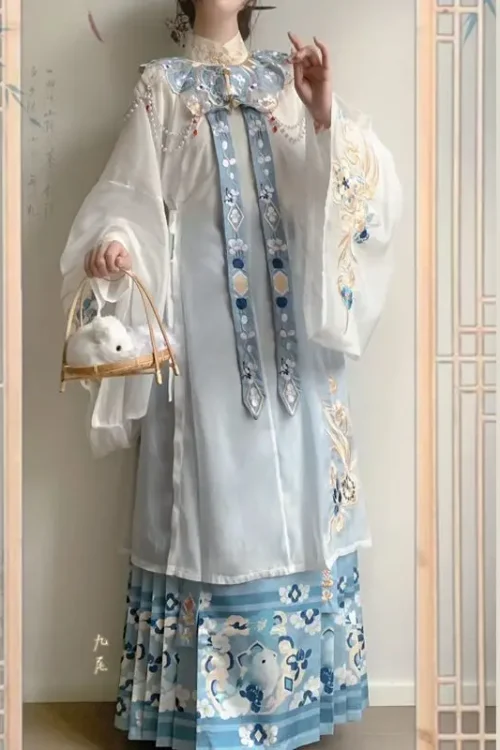 Kf S126d906275704adc8227fa447d2c574b3 Blue Hanfu Traditional Style Reembroidered Female Skirt High Quality Ming Dynasty Horse Skirt Summer Daily Clothing Blue Hanfu traditional style reembroidered female skirt, high quality Ming Dynasty horse skirt summer daily clothing