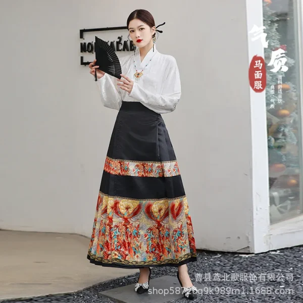 Kf S12b724b5d47b4f2a8d6635b41980c6c2k Women S Modern Hanfu 2pc Set Bamboo Garden Mamianqun Ancient Chinese Costume Women's Modern Hanfu 2pc Set Bamboo Garden Mamianqun Ancient Chinese Costume