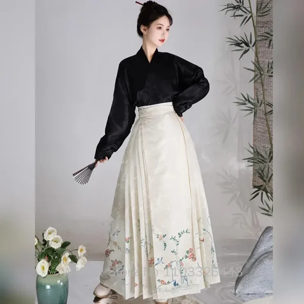 Kf S144ac73027fc4dbc9131b7de1e41a1c4l Water Horse Face Skirt Hanfu Mamianqun Skirts Women S New Chinese Traditional White Ming Dynasty Print Horse Face Skirt Hanfu Mamianqun Skirts Women's New Chinese Traditional White Ming Dynasty Print Dresses Spring and Autumn