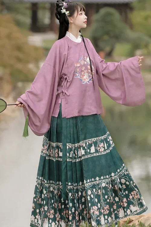 Kf S153ecea071d645bca37a3995895ddc6bi 2023 Chinese New Year Hanfu Women S Ming Dynasty Round Neck Large Lapel Embroidered Pipa Sleeve Chinese New Year Hanfu Women's Ming Dynasty Round Neck Large lapel Embroidered pipa sleeve Ma Mian Skirt Winter Hanfu