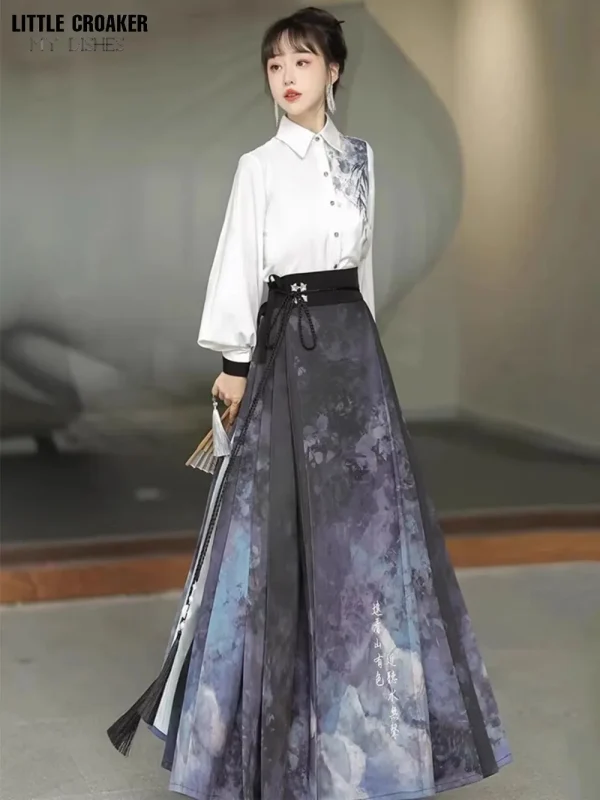 Kf S15a9566b8ec74c0784ec0b584d0233355 Vest Skirt Hanfu Modern Style Women S Suit Mamianqun Chinese Vintage Clothing Horse Face Skirt Daily Vest Skirt Hanfu Modern Style Women's Suit Mamianqun Chinese Vintage Clothing Horse Face Skirt Daily Wear