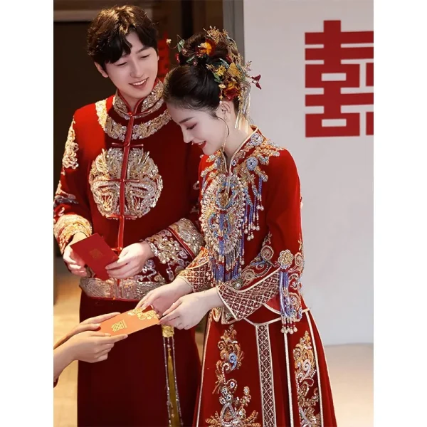 Kf S165de8dbf8c44d2588b03f7ba0fe8956u Chinese Traditional Women Velour Wedding Dress Cheongsam Oriental Clothing Vestido Sequins Beading Tassels Embroidery Qipao Chinese Traditional Women Velour Wedding Dress Cheongsam Oriental Clothing Vestido Sequins Beading Tassels Embroidery Qipao