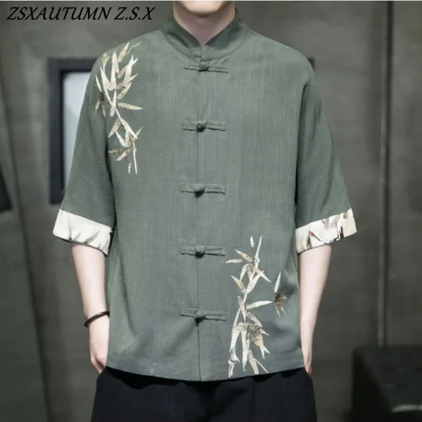 Kf S1777f18c1fa6438aa5a65d40dffd733bf Tang Suit Men Chinese Style Summer Thin Cotton Linen Embroidery Shirt Trend Loose Hanfu Tops Large Tang Suit Men Chinese Style Summer Thin Cotton Linen Embroidery Shirt Trend Loose Hanfu Tops Large Size Shirt Vintage Casual