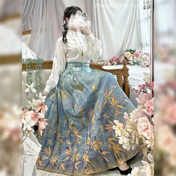 Kf S17bbe5a1ebee45289697f559d8fd85dc8 Ming Dynasty Hanfu Horse Face Skirt Women Pleats Skirt Black Blue Red Shirt Skirt Sets Chinese Ming Dynasty Hanfu Horse Face Skirt Women Pleats Skirt Black Blue Red Shirt+Skirt Sets Chinese Traditional Hanfu Skirt Plus Size