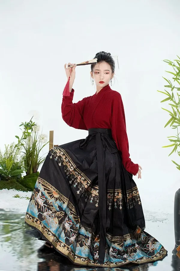 Kf S18af34cfdd7045619bf7fcee9c7d224a7 Black Fashion Print Original Hanfu Skirt Chinese Style Costume Mamianqun Ming Dynasty Weaving Horse Face Chinese Black Fashion Print Original Hanfu Skirt Chinese Style Costume Mamianqun Ming Dynasty Weaving Horse Face Chinese Style Dress