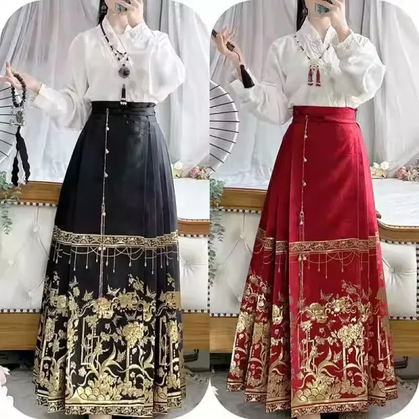 Kf S190f517c31af489690e8057633324a60l Traditional Chinese Hanfu Horse Face Skirt Vest Mamianqun Short Skirt Set Embroidery Top Horse Face Skirt Traditional Chinese Hanfu Horse Face Skirt Vest Mamianqun Short Skirt Set Embroidery Top Horse Face Skirt Two Piece Set 2590