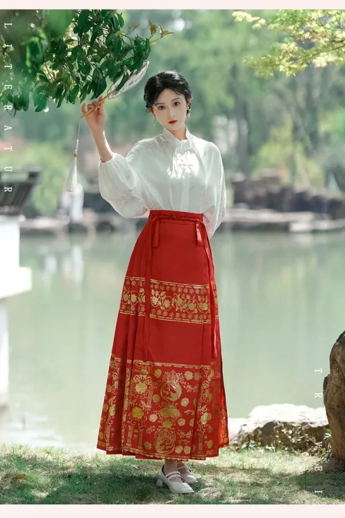 Kf S1932acd36ba0456b8009546f5a007e1dm New Chinese Style Hanfu Song Dynasty Hanfu Dress Horse Face Pleated Skirt Vintgae Elegant Eastern Traditional Clothing Vestidos