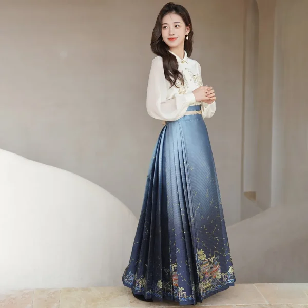 Kf S1a0f57fcdd514af386df815a07de314ey Women Embroidered Woven Horse Face Skirt Hanfu Original Chinese Ming Dynasty Traditional Dress Skirt Daily Horse Women Embroidered Woven Horse Face Skirt Hanfu Original Chinese Ming Dynasty Traditional Dress Skirt Daily Horse Face Skirt Set