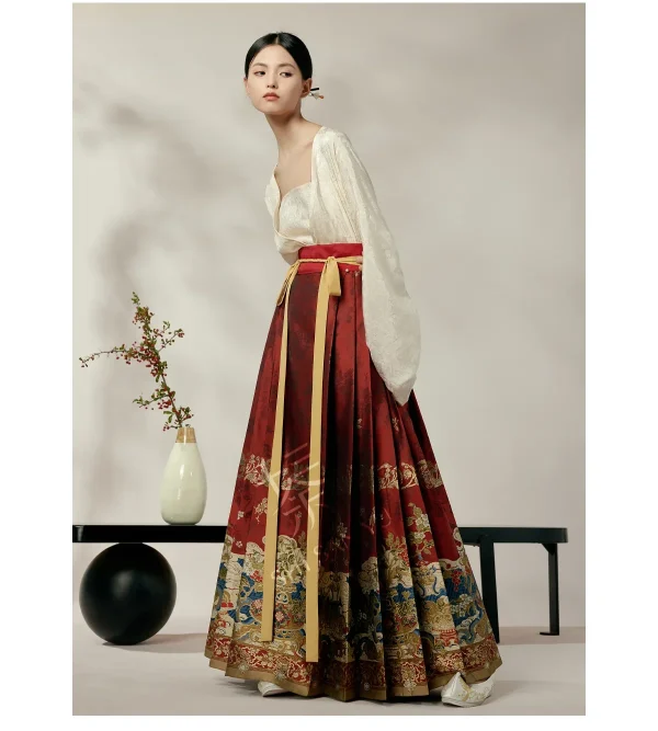 Kf S1a2ac11278a8404db845cdf97b5814cei Shisanyu Original Hanfu Skirt Chinese Style Costume Mamianqun Ming Dynasty Weaving Gold Horse Face Skirt Chinese ShiSanYu Original Hanfu Skirt Chinese Style Costume Mamianqun Ming Dynasty Weaving Gold Horse Face Skirt Chinese Dress Vest