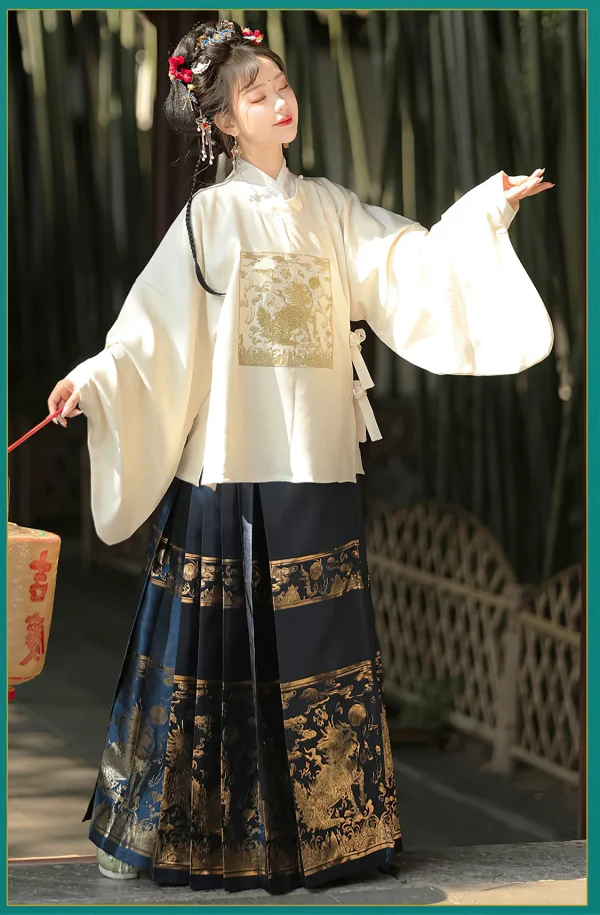 Kf S1a73e1e218bd439b8702d37eb1f2c012j Hanfu Women S Ming Dynasty Round Neck Robe Weaving Gold Horse Face Skirt Set Original Chinese Hanfu Women's Ming Dynasty Round Neck Robe Weaving Gold Horse Face Skirt Set Original Chinese Style Daily Commuting