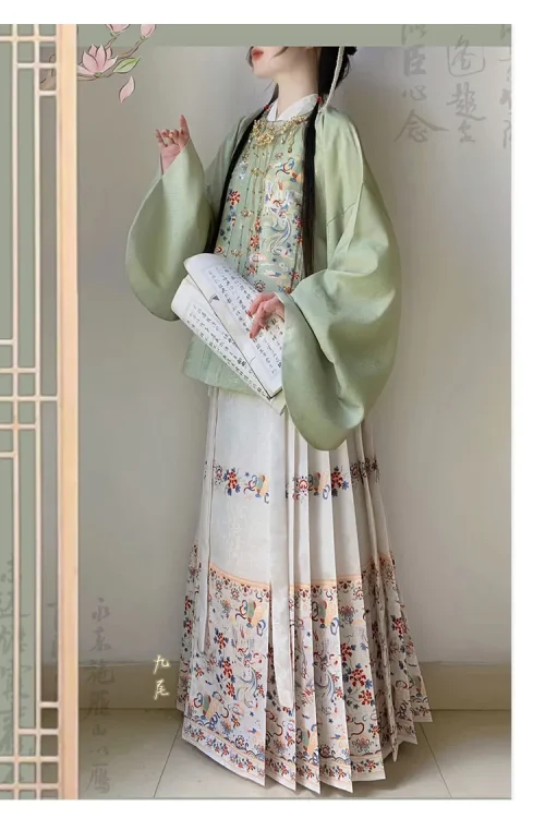 Kf S1b3f6cb2ceba49639f46d22eff4bb83cx Pmwrun Dinasti Ming Hanfu Wanita Jacquard Gaun Kerah Persegi Jaket Pendek Rok Kuda Lengan Pipa Musim Semi Dinasti Ming Hanfu wanita jacquard kerah persegi jaket pendek rok kuda lengan pipa Musim Semi dan Musim Gugur Gaun Cina