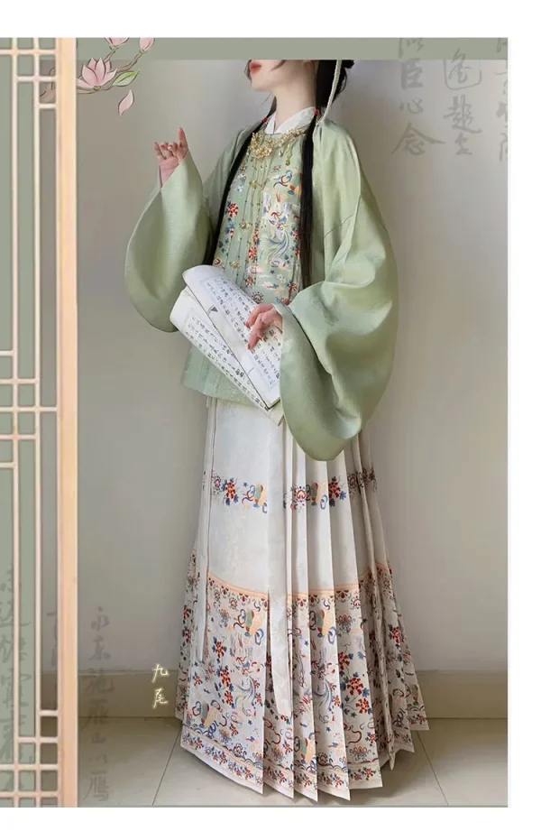 Kf S1b3f6cb2ceba49639f46d22eff4bb83cx Pmwrun Ming Dynasty Hanfu Women Jacquard Square Collar Dress Short Jacket Pipa Sleeve Horse Skirt Spring Ming Dynasty Hanfu women jacquard square collar dress short jacket pipa sleeve horse skirt Spring and Autumn Chinese gown