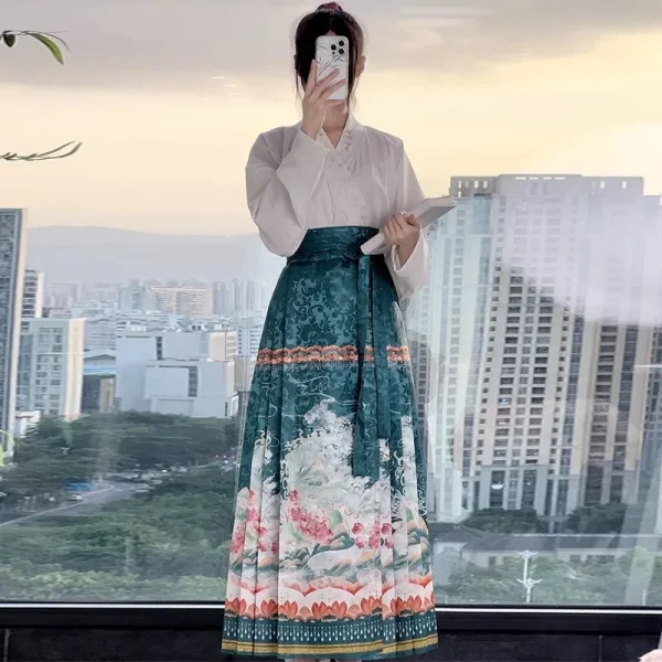 Kf S1b758a04fedf4aaf8128f9c2fc46b71ct Hanfu Women S New Chinese Style Improved Horse Face Skirt Daily Commuter Cross Collar Top Mamianqun Hanfu Women's New Chinese Style Improved Horse Face Skirt Daily Commuter Cross Collar Top Mamianqun Set Traditional Clothing