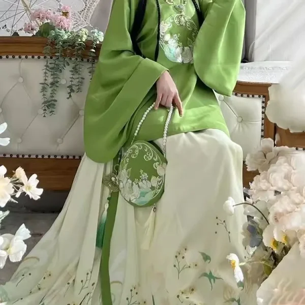 Kf S1be12b41388b447789a754e3554f6d81x Hanfu Women S Ming Dynasty Round Neck Horse Face Skirt Embroidered Pipa Fresh Daily Spring And Hanfu Women's Ming Dynasty Round Neck Horse Face Skirt Embroidered Pipa Fresh Daily Spring and Summer green hanfu