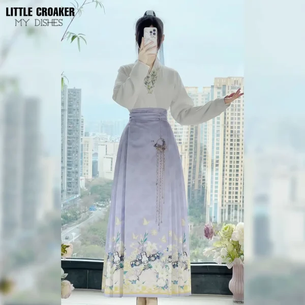 Kf S1d8287182a2e4cbbae3b5413ff280b7ao Pink And White Hanfu Horse Face Skirt Original Chinese Ming Dynasty Women S Traditional Dress Mamianqun Pink and White Hanfu Horse Face Skirt Original Chinese Ming Dynasty Women's Traditional Dress Mamianqun Daily Pony Vest Skirt