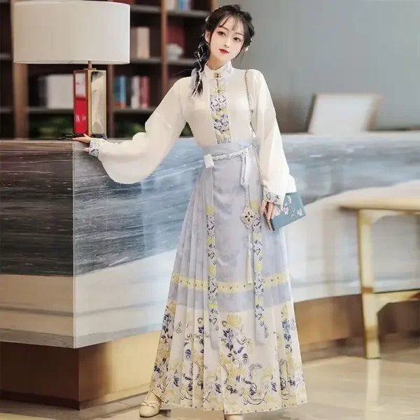 Kf S1df5598c6b5e409ea4095aff30539a57n 2pcs Set Hanfu Horse Face Skirt Modern Women Spring Long Sleeve Blue Black Shirt Skirt Chinese 2pcs Set Hanfu Horse Face Skirt Modern Women Spring Long Sleeve Blue Black Shirt+Skirt Chinese Hanfu Horse Face Skirt For Women