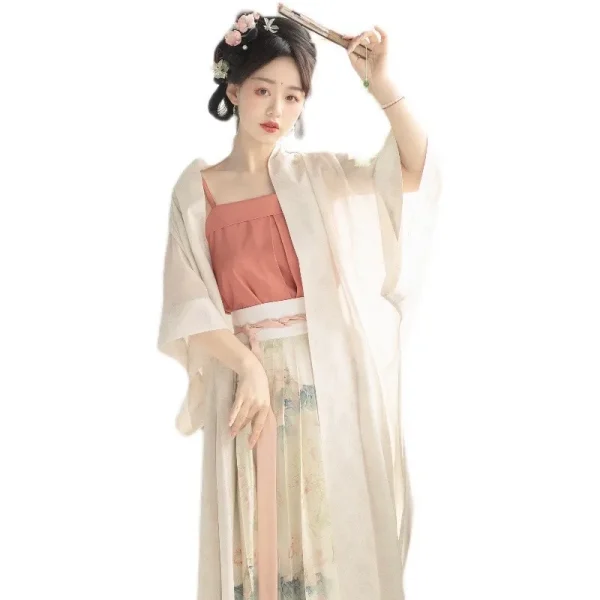 Kf S1e349a7603724799b51118e6bcddddfav Hanfu Trendy Song Dynasty Inspired Women S Summer Autumn Costume With Longgan Temple Long Shirt And Hanfu Trendy Song Dynasty-inspired Women's Summer Autumn Costume with Longgan Temple Long Shirt and Pleated Skirt