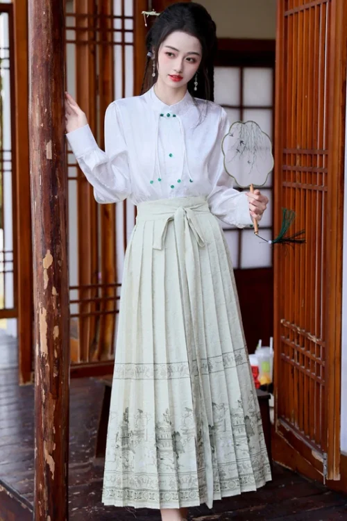 Kf S1f07c36bd3204281975423608cfa26b8g Women S White Shirt Horse Face Skirt Suit New Chinese Style Improved Hanfu Traditional Elegant Mamianqun Women's White Shirt Horse Face Skirt Suit New Chinese Style Improved Hanfu Traditional Elegant Mamianqun Evening Party Dress