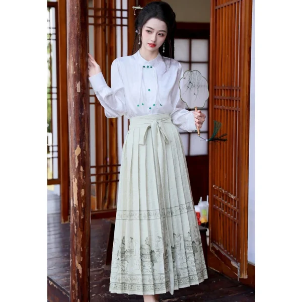 Kf S1f07c36bd3204281975423608cfa26b8g Women S White Shirt Horse Face Skirt Suit New Chinese Style Improved Hanfu Traditional Elegant Mamianqun Women's White Shirt Horse Face Skirt Suit New Chinese Style Improved Hanfu Traditional Elegant Mamianqun Evening Party Dress