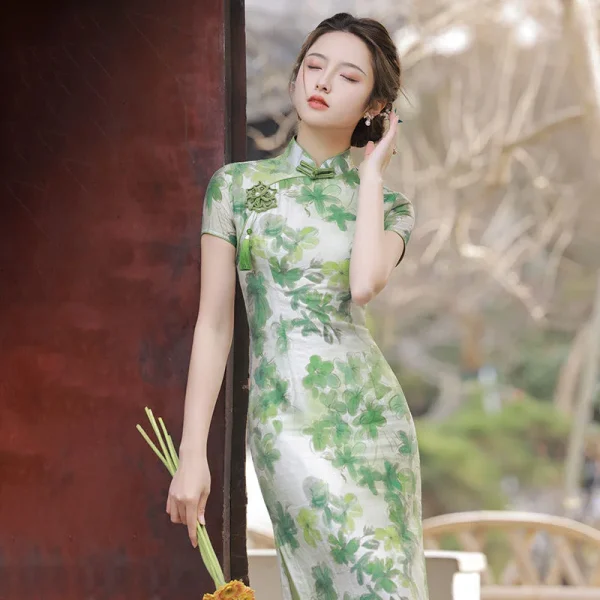 Kf S1f9605032e2146b59b341a722f9e05e9j Traditional Sexy Qipao Modern Romantic Green Printed Cheongsam Summer 2023 Young Improved Elegant Woman Chinese Dresses Traditional Sexy Qipao Modern Romantic Green Printed Cheongsam Summer Young Improved Elegant Woman Chinese Dresses