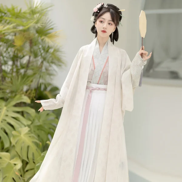 Kf S20aaaa7ef3ae4a8fbdeff18181b92d11r Hanfu Trendy Song Dynasty Inspired Women S Summer Autumn Costume With Longgan Temple Long Shirt And Hanfu Trendy Song Dynasty-inspired Women's Summer Autumn Costume with Longgan Temple Long Shirt and Pleated Skirt