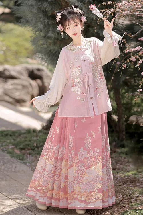 Kf S21fb4e66b20e476c92000e045dfe7e58x Chinese Hanfu Pink Ming Dynasty Hanfu 2024 Summer New Pink Horse Face Skirt Set New Chinese Chinese hanfu pink Ming Dynasty Hanfu Summer New Pink Horse Face Skirt Set New Chinese Women's Clothing