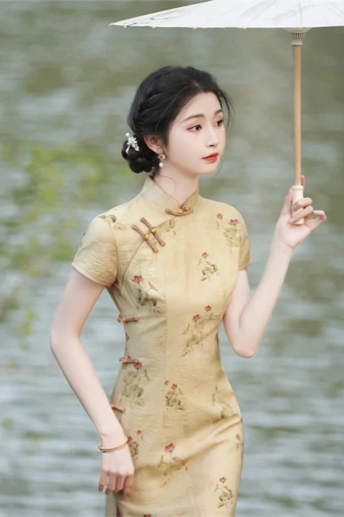 Kf S22d32d2025d24b7987b50579576d5577p Verbessert Gelb Gedruckt Cheongsam Junges Mädchen Sommer Chinesisch Stil High End Kleid Retro Elegant Temperament Geteilt Verbessert Gelb Gedruckt Cheongsam Junges Mädchen Sommer Chinesisch Stil High End Kleid Retro Elegant Temperament Geteilt Qipao Chinoise