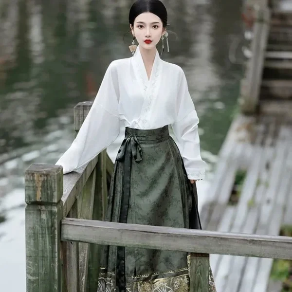 Kf S2376b6f194934b33b5e64030354b5601o Women Hanfu Skirt Chinese Style Costume Mamianqun Ming Dynasty Weaving Greenhorse Face Skirt Two Piece Daily Women Hanfu Skirt Chinese Style Costume Mamianqun Ming Dynasty Weaving GreenHorse Face Skirt Two-piece Daily Wear Dress Suit New