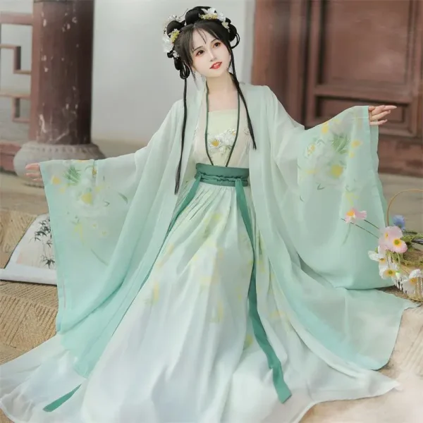 Kf S2593061e88b447649a25e579458d202fu Chinese Hanfu Women S New Song Dynasty Original Authentic Traditional Retro Daily One Piece Waist Length Chinese Hanfu women's new Song dynasty original authentic traditional retro daily one-piece waist-length pleated skirt