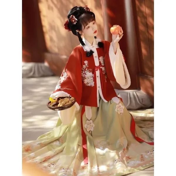 Kf S26060416b1514c578663551c3f03eba6i 3 Colors Winter Heavy Industry Ming Dynasty Dragon Flower Embroidery Thickened Jacket Top Skirt Hanfu Set 3 Colors Winter Heavy Industry Ming Dynasty Dragon Flower Embroidery Thickened Jacket Top Skirt Hanfu Set Women New Year's Dress