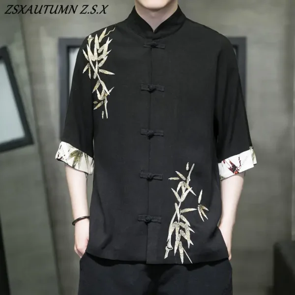 Kf S26643aeaf5ec458899dc5aebf8cafea4x Tang Suit Men Chinese Style Summer Thin Cotton Linen Embroidery Shirt Trend Loose Hanfu Tops Large Tang Suit Men Chinese Style Summer Thin Cotton Linen Embroidery Shirt Trend Loose Hanfu Tops Large Size Shirt Vintage Casual